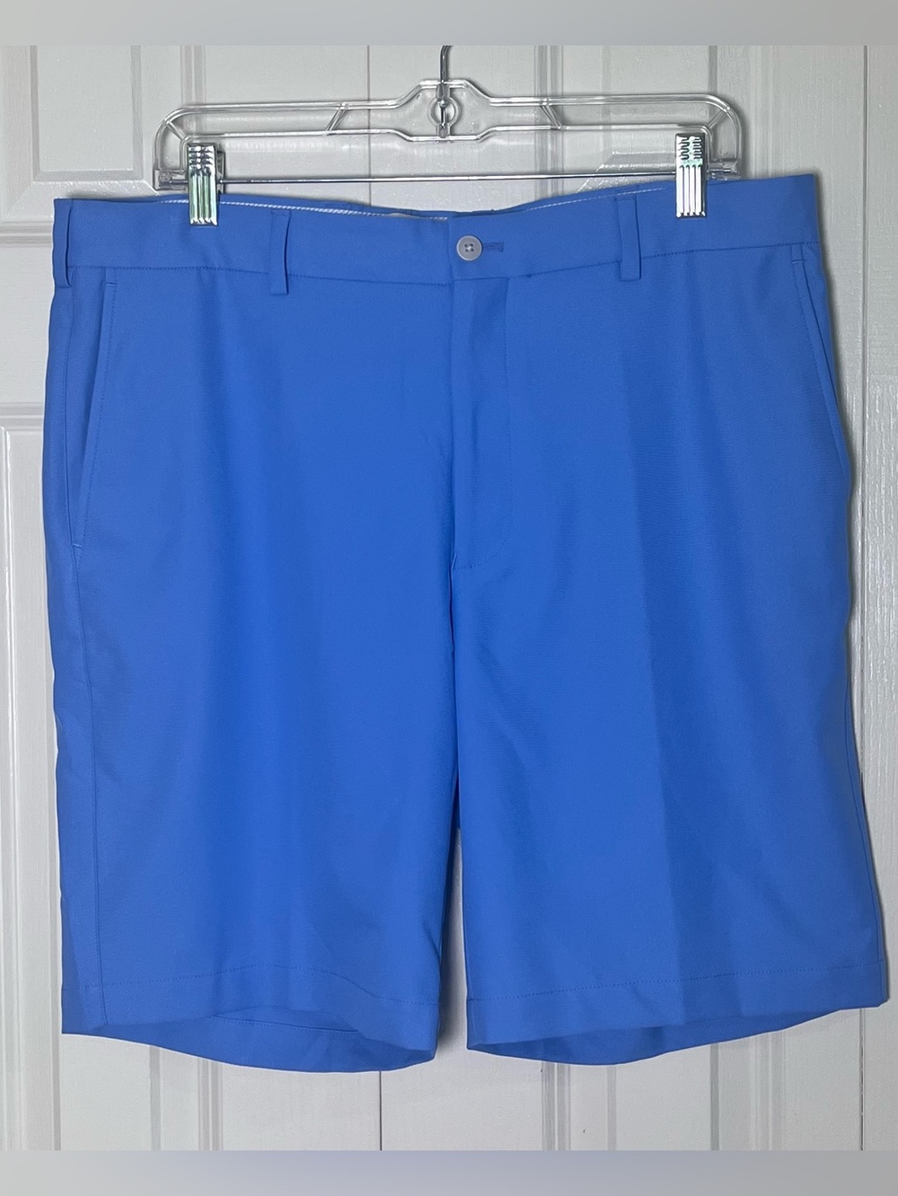 Peter Millar Salem Performance Men's Flat-Front Blue Golf Shorts Size 35